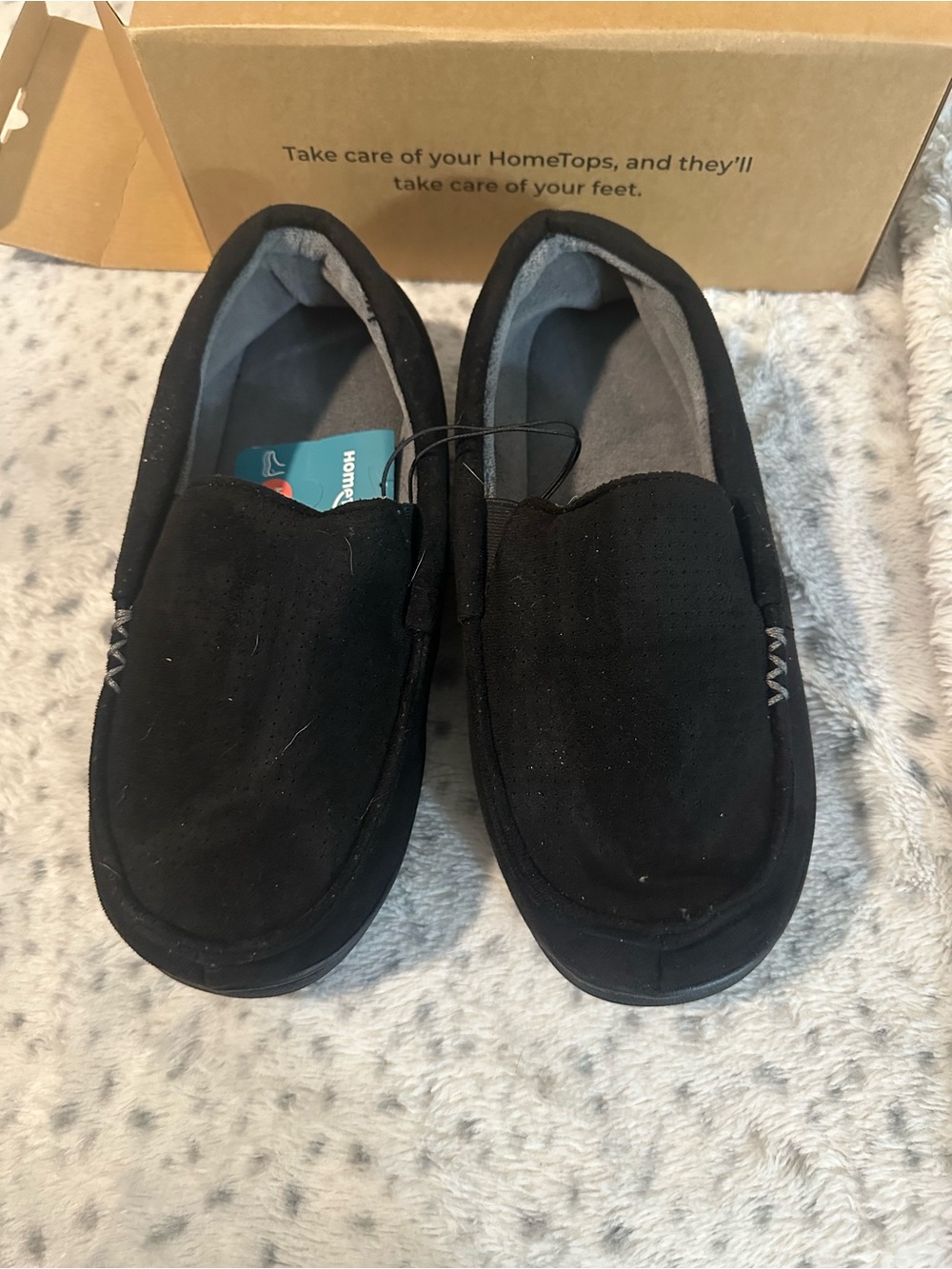 Men's Black Suede Slip-On Moccasin Slippers